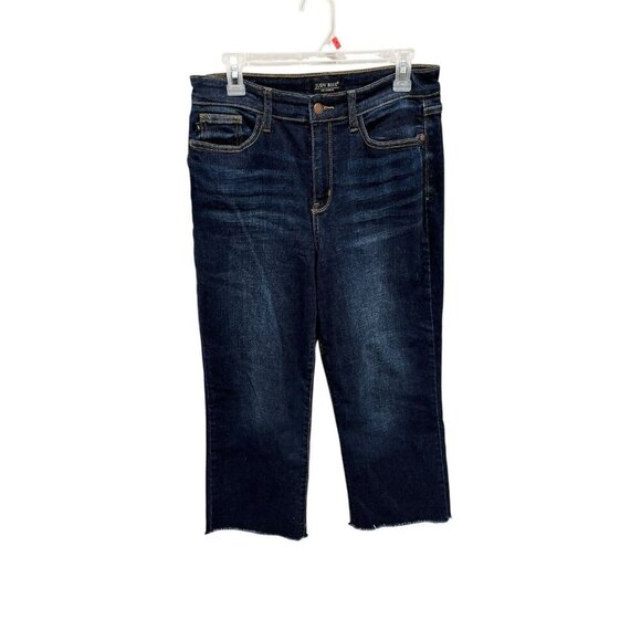 Judy Blue Women's Jeans Size 9/29 Crop Wide Leg Dark Blue Denim Cut Off Jeans - Picture 1 of 4